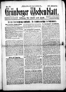 Grünberger Wochenblatt: Zeitung für Stadt und Land, Nr. 36. (12. Februar 1925)