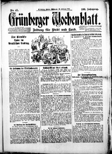 Grünberger Wochenblatt: Zeitung für Stadt und Land, Nr. 47. (25. Februar 1925)