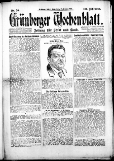 Grünberger Wochenblatt: Zeitung für Stadt und Land, Nr. 50. (28. Februar 1925)