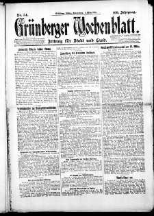 Grünberger Wochenblatt: Zeitung für Stadt und Land, Nr. 54. (5. März 1925)