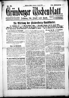 Grünberger Wochenblatt: Zeitung für Stadt und Land, Nr. 86. (12. April 1925)