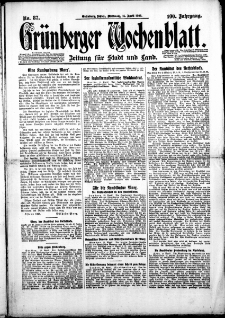 Grünberger Wochenblatt: Zeitung für Stadt und Land, Nr. 87. (15. April 1925)