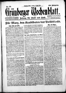 Grünberger Wochenblatt: Zeitung für Stadt und Land, Nr. 89. (17. April 1925)