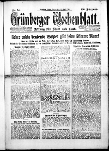 Grünberger Wochenblatt: Zeitung für Stadt und Land, Nr. 94. (23. April 1925)