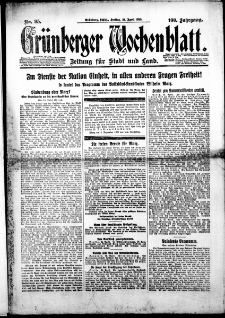 Grünberger Wochenblatt: Zeitung für Stadt und Land, Nr. 95. (24. April 1925)