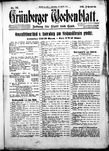 Grünberger Wochenblatt: Zeitung für Stadt und Land, Nr. 98. (28. April 1925)