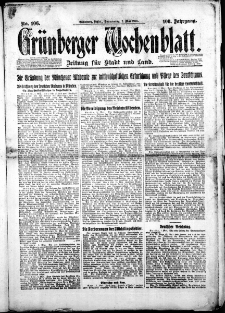 Grünberger Wochenblatt: Zeitung für Stadt und Land, Nr. 106. (7. Mai 1925)