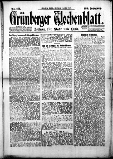 Grünberger Wochenblatt: Zeitung für Stadt und Land, Nr. 111. (13. Mai 1925)