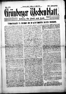 Grünberger Wochenblatt: Zeitung für Stadt und Land, Nr. 117. (20. Mai 1925)