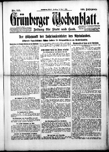 Grünberger Wochenblatt: Zeitung für Stadt und Land, Nr. 141. (19. Juni 1925)