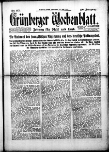 Grünberger Wochenblatt: Zeitung für Stadt und Land, Nr. 142. (20. Juni 1925)