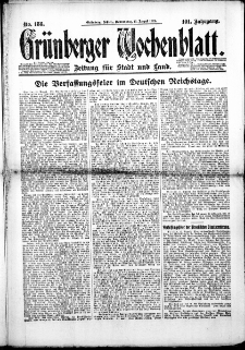 Grünberger Wochenblatt: Zeitung für Stadt und Land, Nr. 188. (13. Agust 1925)