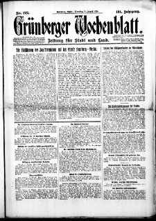 Grünberger Wochenblatt: Zeitung für Stadt und Land, Nr. 192. (18. Agust 1925)