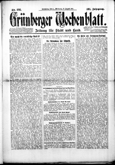 Grünberger Wochenblatt: Zeitung für Stadt und Land, Nr. 193. (19. Agust 1925)