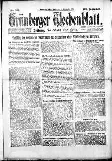 Grünberger Wochenblatt: Zeitung für Stadt und Land, Nr. 217. (16. September 1925)