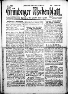 Grünberger Wochenblatt: Zeitung für Stadt und Land, Nr. 226. (26. September 1925)
