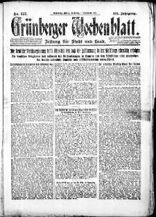 Grünberger Wochenblatt: Zeitung für Stadt und Land, Nr. 257. (1. November 1925)