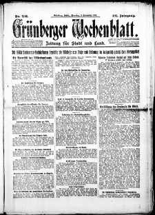 Grünberger Wochenblatt: Zeitung für Stadt und Land, Nr. 258. (3. November 1925)