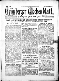 Grünberger Wochenblatt: Zeitung für Stadt und Land, Nr. 259. (4. November 1925)