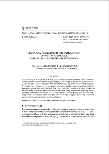 Technical Problems in the Renovation of Historic Bridges. Case Study - Road Bridge in Cigacice