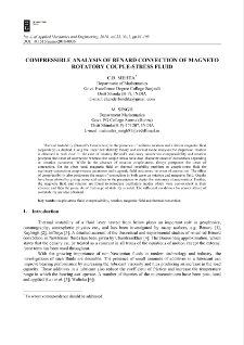 Compressible analysis of Bénard Convection of magneto rotatory couple-stress fluid