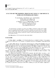 Analysis of the forming process of conical-like helical surfaces with roller tools
