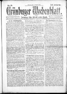 Grünberger Wochenblatt: Zeitung für Stadt und Land, No. 10. (22. Januar 1924)