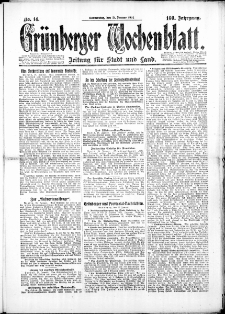 Grünberger Wochenblatt: Zeitung für Stadt und Land, No. 14. (31. Januar 1924)