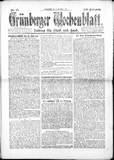 Grünberger Wochenblatt: Zeitung für Stadt und Land, No. 15. (2. Februar 1924)