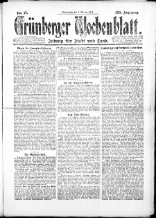 Grünberger Wochenblatt: Zeitung für Stadt und Land, No. 17. (7. Februar 1924)