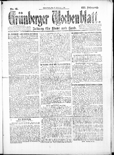 Grünberger Wochenblatt: Zeitung für Stadt und Land, No. 18. (9. Februar 1924)