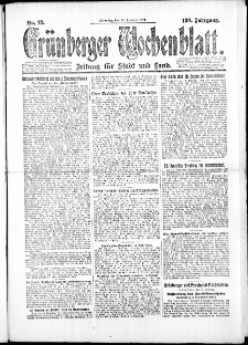 Grünberger Wochenblatt: Zeitung für Stadt und Land, No. 19. (12. Februar 1924)