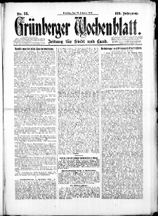 Grünberger Wochenblatt: Zeitung für Stadt und Land, No. 22. (19. Februar 1924)