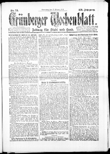 Grünberger Wochenblatt: Zeitung für Stadt und Land, No. 24. (23. Februar 1924)