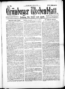 Grünberger Wochenblatt: Zeitung für Stadt und Land, No. 25. (26. Februar 1924)