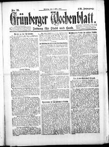 Grünberger Wochenblatt: Zeitung für Stadt und Land, No. 28. (4. März 1924)