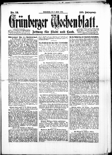 Grünberger Wochenblatt: Zeitung für Stadt und Land, No. 30. (8. März 1924)