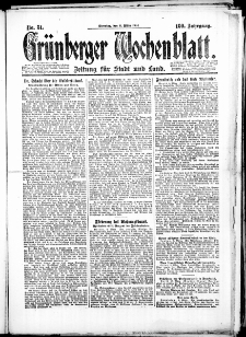 Grünberger Wochenblatt: Zeitung für Stadt und Land, No. 31. (11. März 1924)