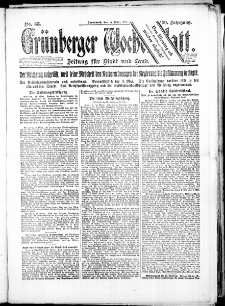 Grünberger Wochenblatt: Zeitung für Stadt und Land, No. 33. (15. März 1924)