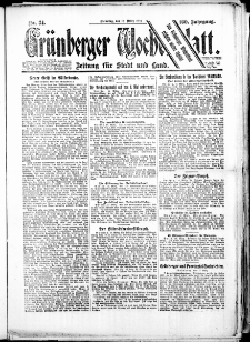 Gr&uuml;nberger Wochenblatt: Zeitung f&uuml;r Stadt und Land, No. 34. (18. M&auml;rz 1924)