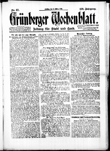 Grünberger Wochenblatt: Zeitung für Stadt und Land, No. 37. (21. März 1924)