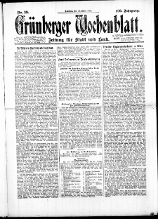 Grünberger Wochenblatt: Zeitung für Stadt und Land, No. 39. (23. März 1924)