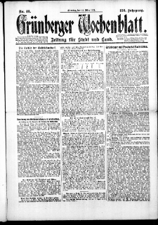 Grünberger Wochenblatt: Zeitung für Stadt und Land, No. 40. (25. März 1924)