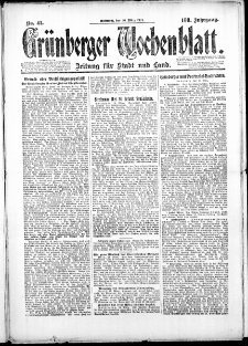 Grünberger Wochenblatt: Zeitung für Stadt und Land, No. 41. (26. März 1924)