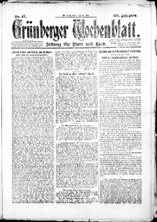 Grünberger Wochenblatt: Zeitung für Stadt und Land, No. 47. (2. April 1924)