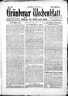 Grünberger Wochenblatt: Zeitung für Stadt und Land, No. 48. (3. April 1924)