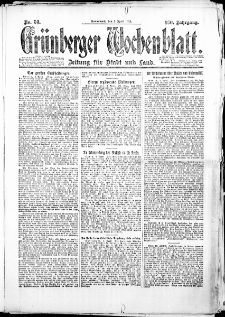 Grünberger Wochenblatt: Zeitung für Stadt und Land, No. 50. (5. April 1924)