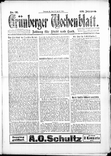 Grünberger Wochenblatt: Zeitung für Stadt und Land, No. 56. (12. April 1924)