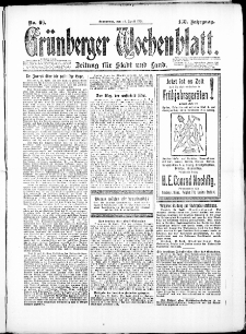 Grünberger Wochenblatt: Zeitung für Stadt und Land, No. 66. (26. April 1924)