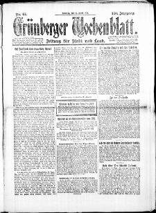 Grünberger Wochenblatt: Zeitung für Stadt und Land, No. 67. (27. April 1924)